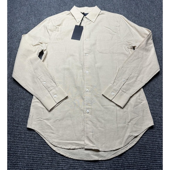 Five Four Shirt Mens Small Khaki Beige Button Down Linen Cotton Elijah New S - Picture 1 of 8